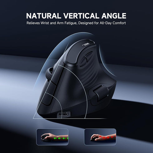 ECHTPower 7-Level 8000, Programmable Ergonomic Vertical Mouse, Wireless Rechargeable Mouse with LED Display, Adjustable