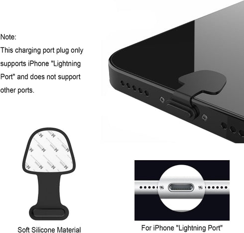 Anti-Lost Anti Dust Plug for iPhone 14 13 12 11 Pro Max/X/XS/XR, 7, 8 Plus, Silicone Phone Charging Port Dust Cover for iPhone iPad Mini/Air iPods, with Speaker Mesh and Mounting Accessories, 8-Pack
