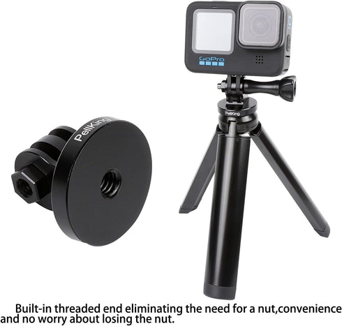 PellKing 1/4 Tripod/Monopod Adapter Mount for GoPro Hero 12 11 10 9 8 7 6 5, CNC Quick Release Base