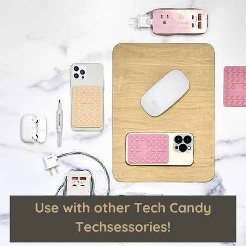 Tech Candy Power Pad Qi Charger Mouse Pad - Slim Wireless Phone Charger with Natural Wood Look, Built-in LED Light, USB