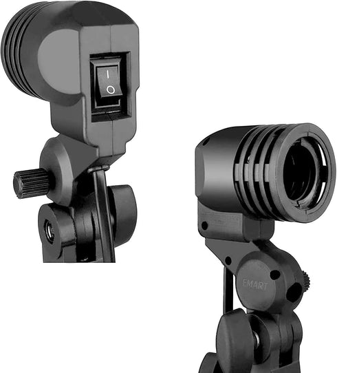 EMART Light Bulb Stand, E26 / E27 AC Socket Lamp Holder with Umbrella Holder, 2 PACK for Photo Video Studio