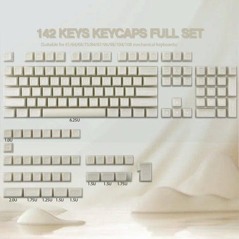 Tsungup PBT Keycaps - White Jade Keycaps, 142 Keys Crystal Jelly Translucent Custom Keycaps, SA Profile Shine Through