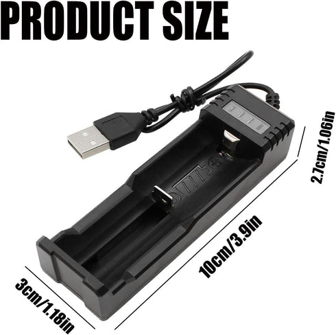 YOWPEY 1-Bay 18650 3.7V 10440 14500 16340 16650 14650 13350 18500 18650 Adjustable Battery Charger with USB Smart