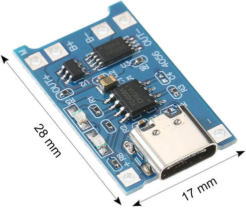 10pcs JacobsParts TP4056 - 5V 1A USB Type-C Lithium Battery Charging and Protection Board
