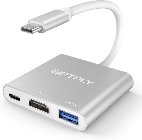 USB C to HDMI Adapter, 3-in-1 USBC Digital AV Multiport Adapter for MacBook Pro/Air, iPad Pro, Chromebook