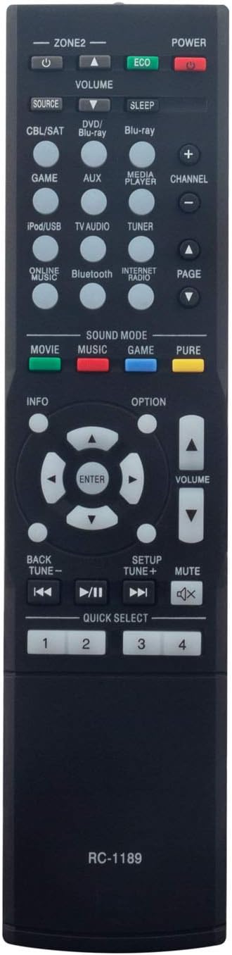 RC-1189 Remote Control Replacement for Denon AVR-X1100W, AVR-X1200W, AVR-X1300W, 30701016700AD