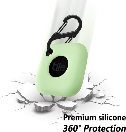 Geiomoo Silicone Case Compatible with Tile Mate 2022, Protective Cover with Carabiner (Luminous Green)