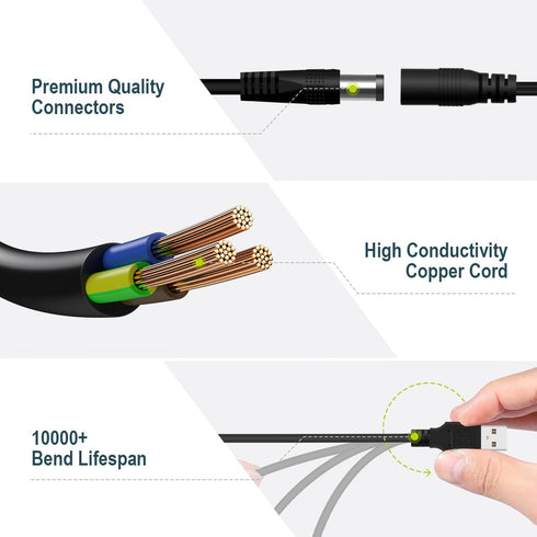 Lenink Power Supply Cable for AAA Battery, Replace AAA Battery