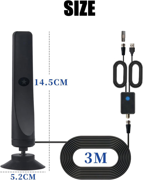 Generic 4K,1080P (1Pc) TV Antenna, HD Digital Antenna/Signal Booster with Crisp HDTV Display Remote, Indoor Wave Beam