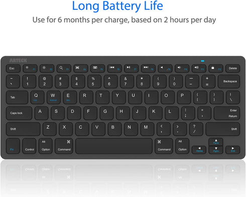 Arteck Ultra-Slim Bluetooth Keyboard, Compatible with iPad 10.2-inch/Air/9.7-inch/Pro/Mini, iPhone, Android, Windows,
