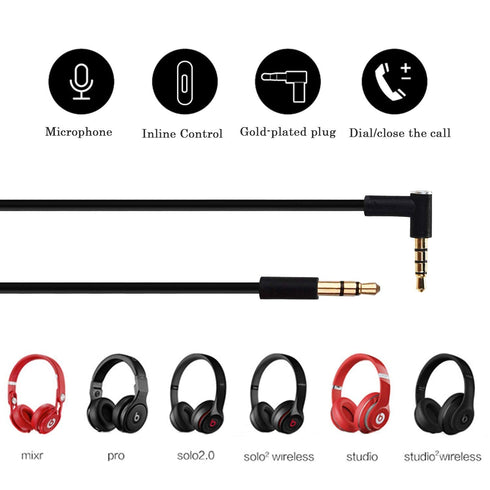 Replacement Black 3.5mm Audio Stereo Jack Cable with MIC for JBL Quantum 600, 800 Over-Ear Gaming Headset