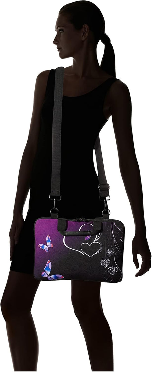 iColor Purple Butterflies Canvas Laptop Sleeve Case Protective Bag for 11.6 12 12.9 13 13.3 Inches Laptop