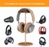 Headset Holder Stand, Wood and Aluminum Desktop Headphone Stand with Solid Heavy Base for All Headphone Sizes (Gold)