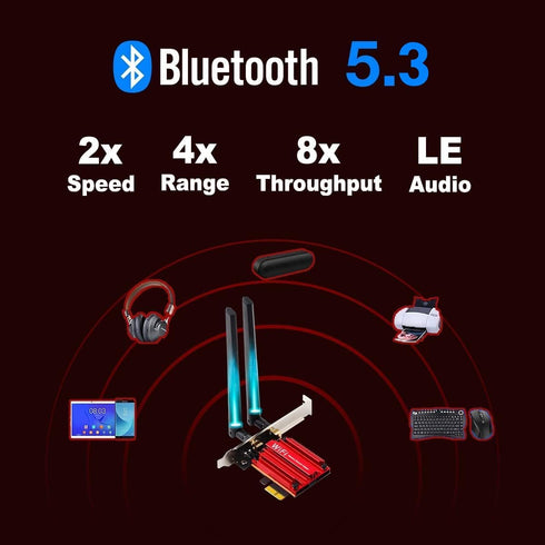 WiFi 6E AX210 PCIe Wireless Network Card with Bluetooth 5.3, AX5400 Tri-Band, Supports OFDMA & MU-MIMO, Ultra-Low