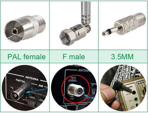 Superbat 75 Telescopic FM Antenna for Stereo Receiver Indoor, FM Radio Antenna Ohm UNBAL for Yamaha Onkyo Denon Table
