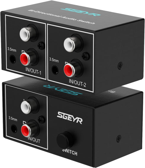 SGEYR RCA Switch 2 in 1 Out RCA switcher Selector 3.5mm Aux +