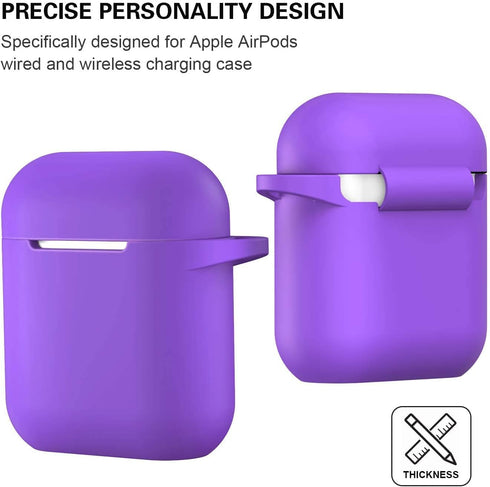 ATUAT AirPods Case Cover, Full Protective Silicone Skin Dust-Proof for Apple AirPods 1st 2nd Gen, Keychain, Purple