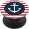 White Anchor on Blue Circle with Red Stripes Background PopSockets Swappable PopGrip.