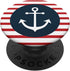 White Anchor on Blue Circle with Red Stripes Background PopSockets Swappable PopGrip.