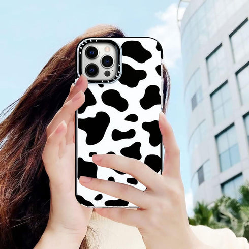 Abbery iPhone 12 Pro Max Case, Cute Clear Soft Silicone TPU with Cow Print Pattern, Shockproof Protective Cover for