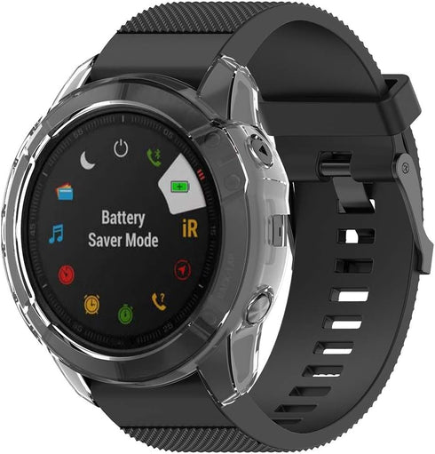 RuenTech Case Cover for Garmin Fenix 6X/6X Pro - TPU Protective Case Frame for Fenix 6X Smart Watch in Black &
