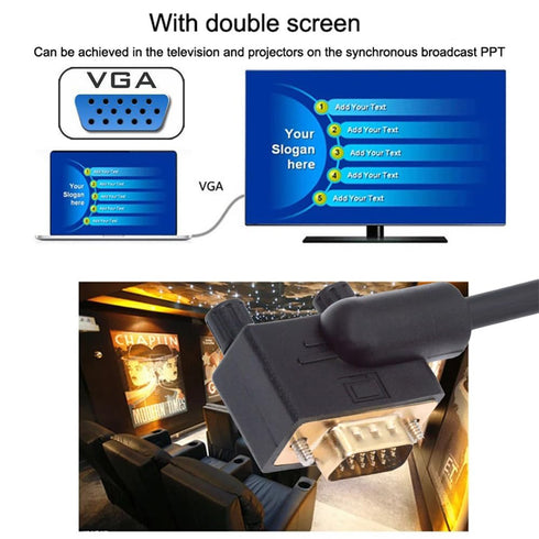xiwai 90 Degree VGA RGB Cable Right Angled Male to Straight Male Extension Cord for Computer Monitor Projector 1m