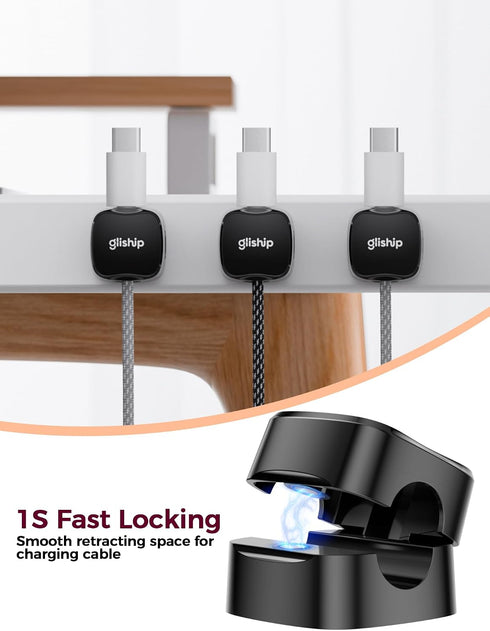 gliship [2025 6-Pack 6 Upgrade Magnetic Cable Clips - Cell Phone Cord Holder for Nightstand, Mini Cube Cord Holder