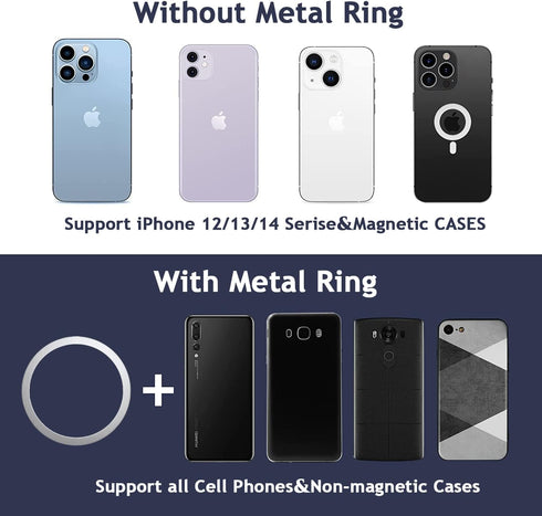 Magnetic Phone Ring Holder for MagSafe, Adjustable Kickstand for iPhone 15/14/13/12 Series, Removable for Charging