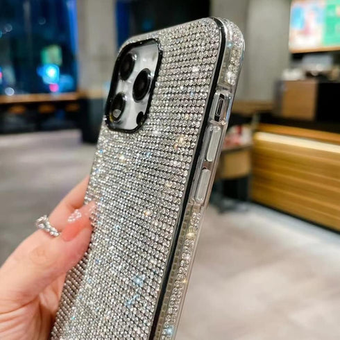 Casechics iPhone 14 Plus Case, Crystal Glitter Diamond Protection, Bling Rhinestone Soft Shockproof Cover, White