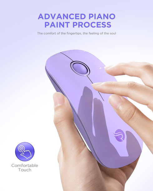 Wireless Bluetooth Mouse, Purple, 1600 DPI, Long Battery Life, Dual Connectivity, Quiet Click, High-Precision Optical Tracking, Versatile Compatibility