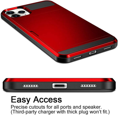 Vofolen Case for iPhone 11 Pro Max - Wallet Credit Card Holder Slot Sliding Door Hidden Pocket Protective Hard Shell