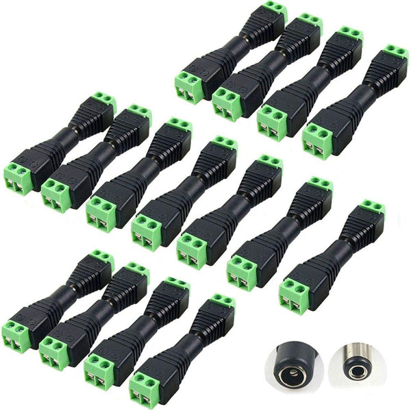 "DC Power Connector 15 Pairs 12V Male+Female 2.1x5.5MM Adapter for CCTV Camera and LED Strip Light"