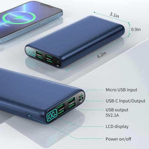 Portable Charger 38800mAh, LCD Display Power Bank, 4 USB Outputs Battery Pack Compatible with iPhone 16/15/14/13