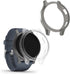 kwmobile Clear Silicone Frame Cover Compatible with Garmin Venu 2 (2-Pack) - Black/Transparent