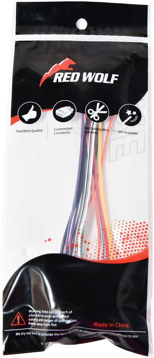 RED WOLF Aftermarket Stereo Radio Replacement Wire Harness Cable Connector for Volkswagen, BMW, Audi