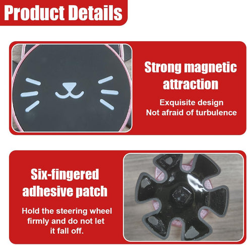 YoRise 360 Cat Car Steering Wheel Phone Holder, Adjustable Rotation Magnetic Phone Holder, Adhesive No-Hands Mobile