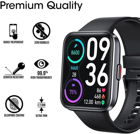 6 Pack ID208 Plus 1.8" Watch Screen Protector Film Compatible with ENOMIR 1.8 inch Smartwatch ID208Plus Screen Protectors Foils Screen Cover Crystal Clear HD Anti-Scratch