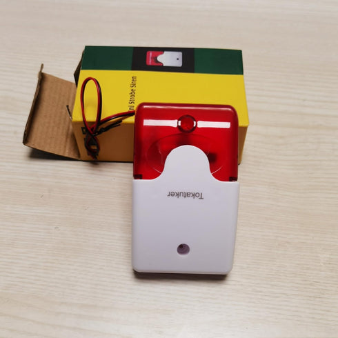 DC9 to 12V Wired Strobe Siren - Red Light Sound Flash Buzzer for Home Security Alarm System