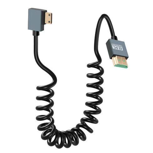 CERRXIAN 8K Left Angled Mini HDMI to HDMI Cable, 48Gbps High Speed