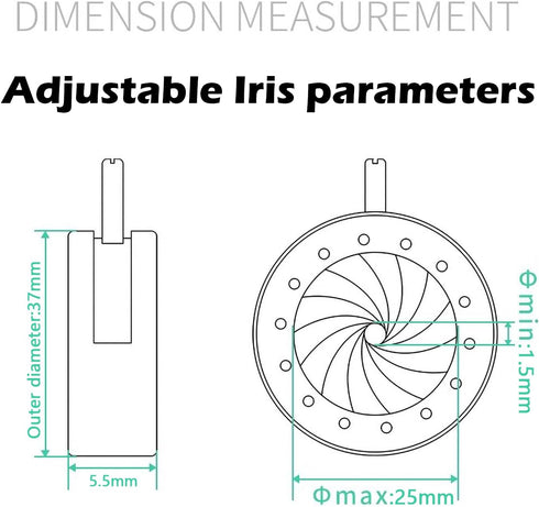 FotoAene Microscope(SK25) Microscope Adjustable Iris Aperture Diaphragm Aperture Adjustable Lens Optical Diaphragm