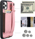 TOOVREN Phone Cover for iPhone 11 Pro Max, Wallet Case with Card Holder, PU Leather Kickstand, Pink