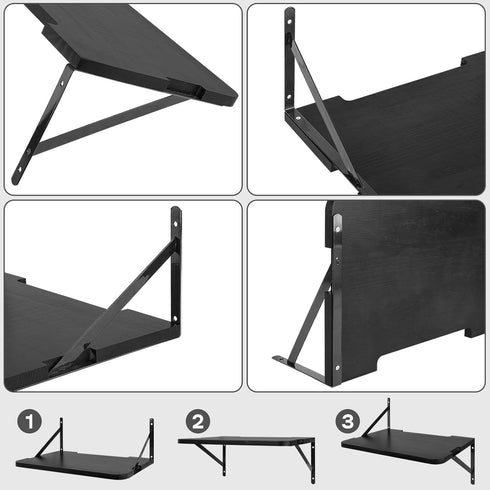 Projector Shelf, Wall Mount Floating Shelf, Projector Stand, Router Shelf for Xbox Series, PS5, PS4, Solid Wood Black-T