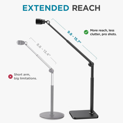 InnoGear Overhead Phone Mount, Heavy Duty Aluminum Phone Stand Tabletop Cooking Tripod for Desk Flexible Cell Phone
