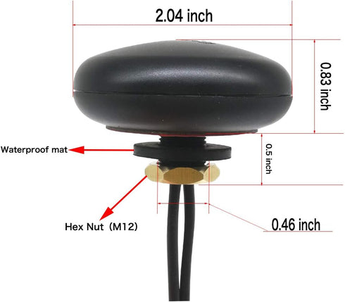 4G LTE Antenna BD GPS Combined Outdoor Screw Mount Combo Mimo Antenna 3.5dbi with Dual SMA Male Connector 9.8ft Cable