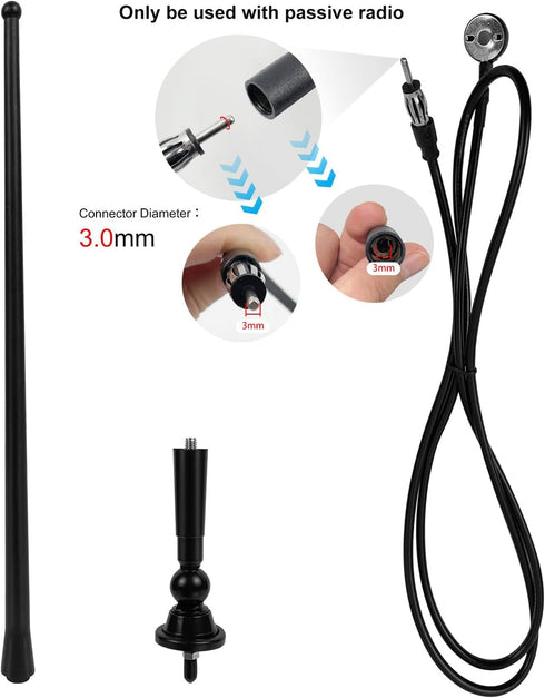 Herdio 3.0mm Waterproof Marine Radio Antenna Connector Rubber Duck Dipole Flexible Mast FM AM Antenna for Boat Car ATV