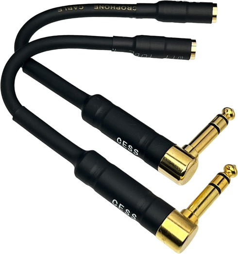 CESS-238 Right Angle 1/4 Inch TRS to 3.5mm Adapter, 6.35mm Male to 3.5mm Female Stereo Audio Adapter