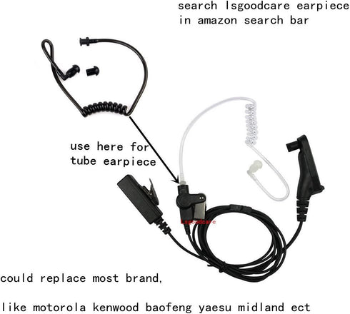 Replacement Coil Audio Tube - 10Pcs Twist On Acoustic Tube with Mushroom Earbuds for Two Way Radio