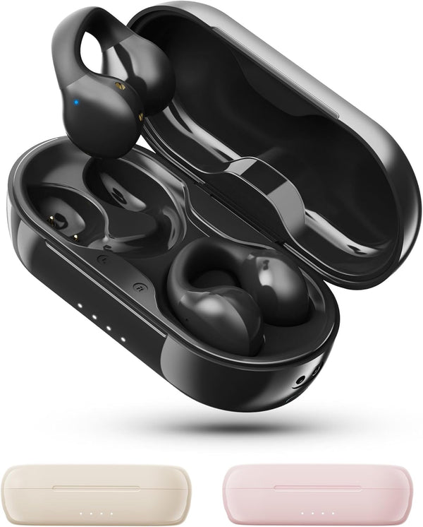 King Lucky i21 Open Ear Clip On Earbuds, Wireless Bluetooth Headphones with Mic, Noise Cancelling, Waterproof IPX4,