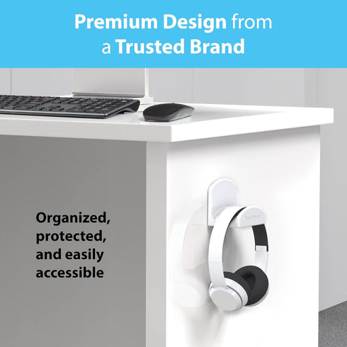 TotalMount Headphone Hanger – Premium White Headphone Hook, One Pack, Includes Removable Adhesive Strips for Easy