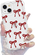 QLTYPRI 15, Bow Case for iPhone Cute Ribbon Bows Wavy Curly Frame Clear Phone Case for Girls Women, Aesthetic Bowknot